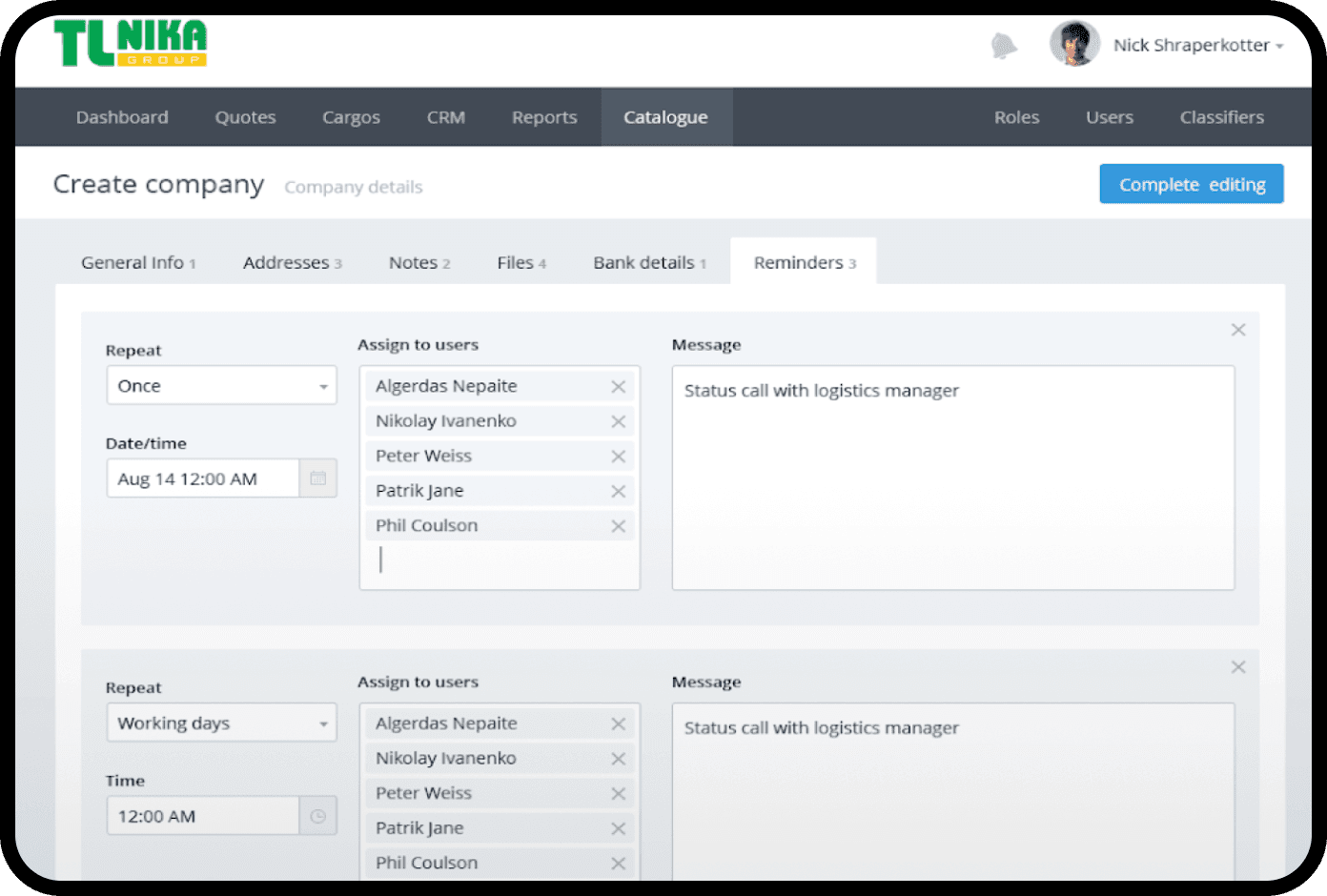 Transportation management system